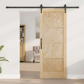 vidaXL Συρόμενη Πόρτα Χειροκίνητος Καφέ 78 x 202 εκ. Μασίφ ξύλο πεύκου