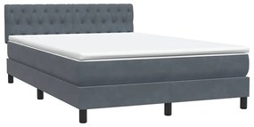 Κρεβάτι Boxspring με Στρώμα Σκούρο Γκρι 160x210 εκ. Βελούδινο - Γκρι