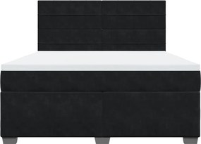 vidaXL Κρεβάτι Boxspring με Στρώμα Μαύρο 180x200 εκ. Βελούδινο