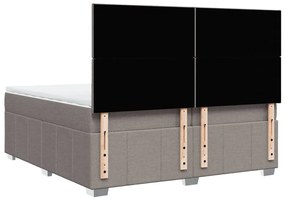 Κρεβάτι Boxspring με Στρώμα Taupe 200x200 εκ. Υφασμάτινο - Μπεζ-Γκρι