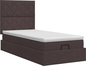 vidaXL Κρεβάτι Ottoman με στρώμα Σκούρο Καφέ 90 x 200 cm Ύφασμα