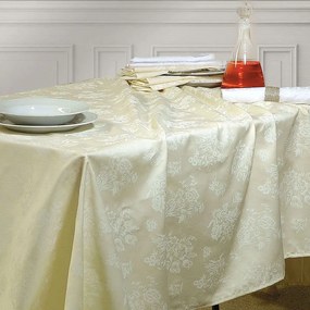 Καρέ Σατέν Ζακάρ Jasmine Ecru Ρυθμός 90X90cm Σατέν