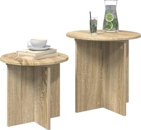 vidaXL Σετ βοηθητικά τραπεζάκια με αποθήκευση 2 pcs Sonoma Δρυς