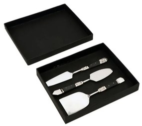 ROYAL SET ΣΕΡΒΙΡΙΣΜΑΤΟΣ 3ΤΜΧ ΤΥΡΙΩΝ ΑΤΣΑΛΙ RESIN ΜΑΥΡΟ 16,5x5xH0,5cm - 018961