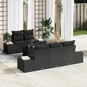 vidaXL Σετ Καναπέ Κήπου 6 pcs Μαύρο Πολυ ράταν