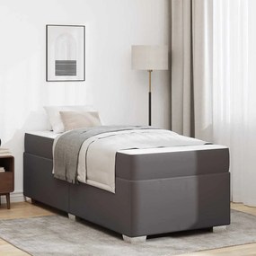 vidaXL Σκελετός Κρεβατιού Γκρι 90 x 190 cm Τεχνητό δέρμα