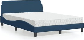 vidaXL Κρεβάτι με Στρώμα Dover Μπλε 140x190 εκ. Υφασμάτινο