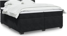 vidaXL Κρεβάτι Boxspring με Στρώμα Μαύρο 200x200 εκ. Βελούδινο