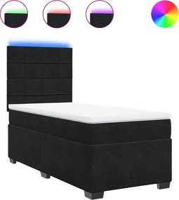 vidaXL Κρεβάτι Boxspring με Στρώμα Μαύρο 100x200 εκ. Βελούδινο