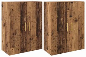 vidaXL Ντουλάπια Τοίχου 2 pcs Παλαιό ξύλο 69.5 x 34 x 90 εκ.