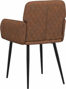 vidaXL Καρέκλες φαγητού 2 pcs Φιλικό Δερμάτινο Σουέντ Καφέ