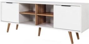 Έπιπλο Τηλεόρασης Λευκό / Καρυδί PRABU 160x35x18