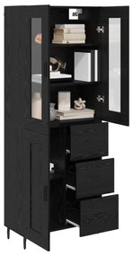 vidaXL Highboard με συρτάρι 2 pcs Μαύρη Οξυά Επεξεργασμένο ξύλο