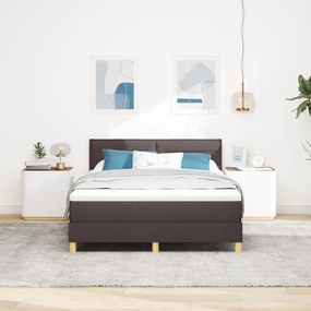 vidaXL Κρεβάτι με Βάθρο και Στρώμα Σκούρο Καφέ 140x200 εκ. Υφασμάτινο