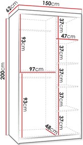 Ντουλάπα Selfie 150 συρόμενη-Leuko