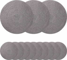 vidaXL Γιούτα Σουβέρ 12 pcs Γκρι Ø 30 cm 100% Γιούτα Τοσσά