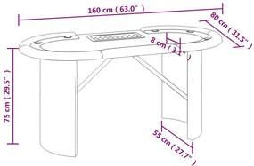 vidaXL Τραπέζι Πόκερ για 10 Παίκτες Δίσκος για Μάρκες Μπλε 160x80x75εκ