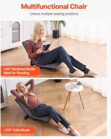 VEVOR Floor Chair with Back Support Folding Floor Chair 6 Adjustable Positions