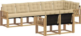 vidaXL Σειρά Καναπέ Εξωτερικού με μαξιλάρι 8 pcs Λευκό και Μπεζ