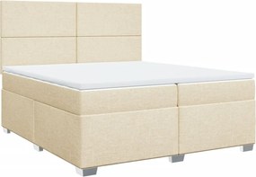 vidaXL Κρεβάτι Boxspring με Στρώμα Κρεμ 200x200 εκ. Υφασμάτινο