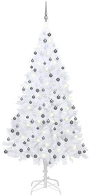 vidaXL Χριστουγεν. Δέντρο Προφωτισμένο Τεχνητό Μπάλες Λευκό 210εκ PVC