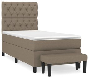 Κρεβάτι Boxspring με Στρώμα Taupe 80x200 εκ. Υφασμάτινο - Μπεζ-Γκρι