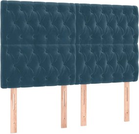 vidaXL Κρεβάτι Boxspring με Στρώμα Σκούρο Μπλε 160x200 εκ. Βελούδινο