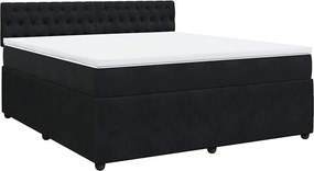 vidaXL Κρεβάτι Boxspring με Στρώμα Μαύρο 180x200 εκ. Βελούδινο
