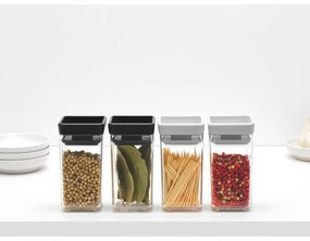 Σετ 2 τεμ. βάζα μπαχαρικών Brabantia Tasty+ Stackable 1008884, 150 ml, χωρίς BPA, Καινοτόμα καπάκια, Διαφανές/Γκρι