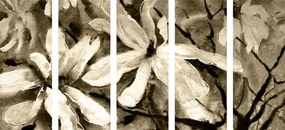 Δέντρο ακουαρέλας λουλουδιών 5 τμημάτων σε σχέδιο σέπια