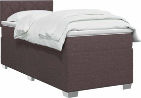 vidaXL Κρεβάτι Box Spring με Στρώμα και LED Σκούρο Καφέ 90 x 190 cm