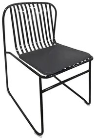 Ε540,1 STRIPE Kαρέκλα Κήπου Βεράντας, Μέταλλο Βαφή Μαύρο Μαξιλάρι Μαύρο PU Καρέκλα, , 1 Τεμάχιο
