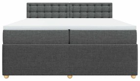 vidaXL Κρεβάτι Boxspring με Στρώμα Σκούρο Γκρι 200x200 εκ. Υφασμάτινο