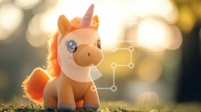 Intra Συλλεκτικό Ξύλινο Παζλ Plywood 4mm - Λούτρινο παιχνίδι μονόκερος σε μια ζεστή ατμόσφαιρα Σε Ξύλινο Κουτί - Διαστάσεις: 10x10 cm – 25 κομμάτια