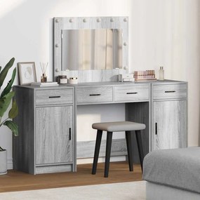 vidaXL Τραπέζι περιποίησης με συρτάρι 3 pcs Γκρι Επεξεργασμένο ξύλο