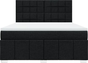 vidaXL Κρεβάτι Boxspring με Στρώμα Μαύρο 180x200 εκ. Υφασμάτινο