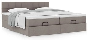 vidaXL Οθωμανικό κρεβάτι με στρώματα Taupe 160x200cm ύφασμα
