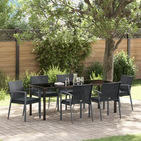 vidaXL Σετ κήπου 7 τεμαχίων  με μαξιλάρια. Μαύρο Poly Rattan.