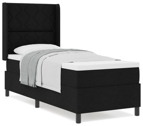 vidaXL Κρεβάτι Box Spring με Στρώμα Μαύρο 90x190 εκ. Υφάσματος