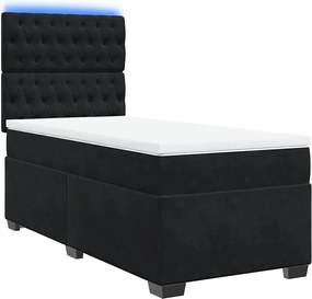 vidaXL Κρεβάτι Boxspring με Στρώμα Μαύρο 80 x 200 εκ. Βελούδινο