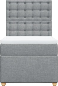 vidaXL Κρεβάτι Boxspring με Στρώμα Ανοιχτό Γκρι 100x200 εκ. Υφασμάτινο