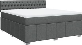vidaXL Κρεβάτι Boxspring με Στρώμα Σκούρο Γκρι 180x200 εκ Υφασμάτιν