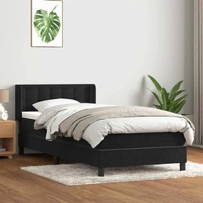 Κρεβάτι Boxspring με Στρώμα Μαύρο 90x220 εκ. Βελούδινο