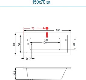 Sirene Cubic CUB15070 - Ακρυλική Μπανιέρα 150x70 εκ