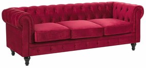 Καναπές chesterfield Berwyn H102, Κόκκινο, 201x75x70cm, Πόδια: Ξύλο,Ευκάλυπτος, Καουτσούκ