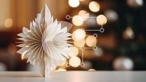 Intra Συλλεκτικό Ξύλινο Παζλ Plywood  4mm - Origami χριστουγεννιάτικο δέντρο διακόσμηση σε φόντο πίνακα Σε Ξύλινο Κουτί - Διαστάσεις: 10x10 cm – 25 κομμάτια
