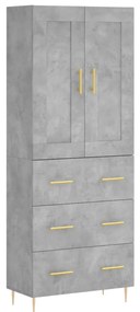vidaXL Ντουλάπι Γκρι Σκυροδέματος 69,5x34x180 εκ. Επεξεργασμένο Ξύλο