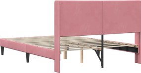 vidaXL Σκελετός Κρεβατιού Ροζ 140 x 200 cm Βελούδο