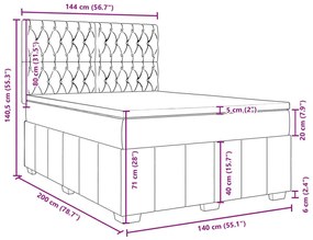 Κρεβάτι Boxspring με Στρώμα Taupe 140x200 εκ. Υφασμάτινο - Μπεζ-Γκρι