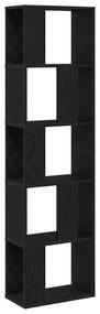 βιβλιοθήκη vidaXL 5-επίπεδη Μαύρο Δρύς 45x23,5x162,5 εκ Επεξεργασμένο ξύλο